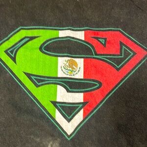 MEXICAN SUPERMAN BLACK T-shirt Mexico flag S super man hero cotton shirt mens XL